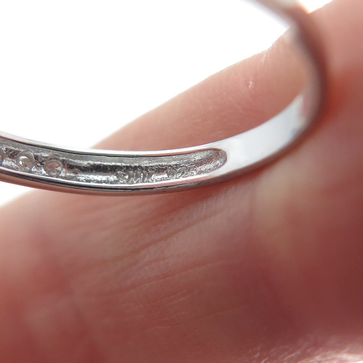 925 Sterling Silver Real Round-Cut Diamond & Oval-Cut Citrine Ring Size 7.25