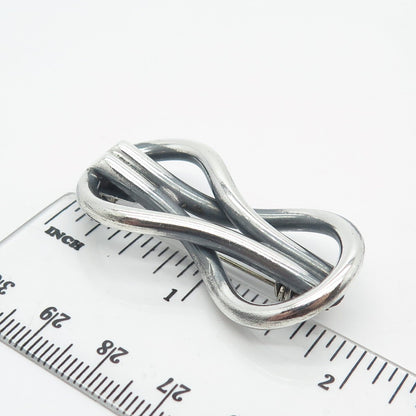 925 Sterling Silver Vintage Mexico Modernist Loop Pin Brooch