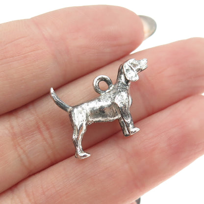 925 Sterling Silver Antique Art Deco Dog / Puppy 3D Charm Pendant