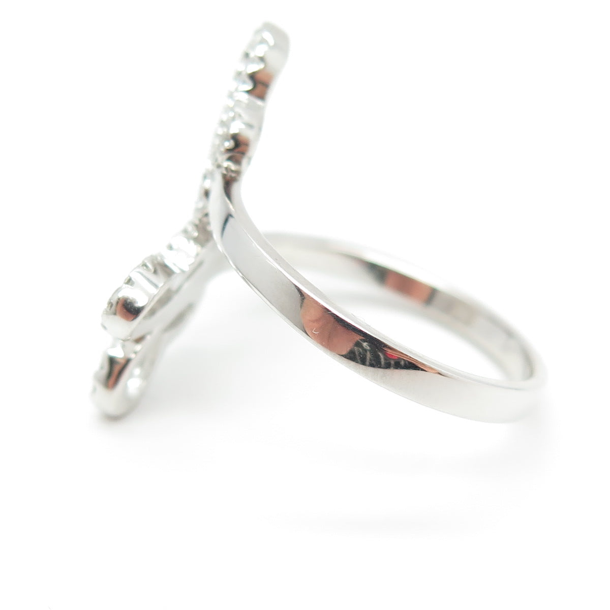 925 Sterling Silver Pave C Z Couple of Butterflies Ring Size 9.25