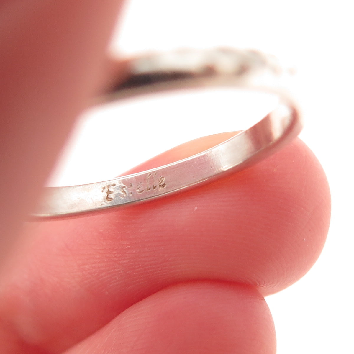 Estelle 925 Sterling Silver Vintage Dotted Oxidized Band Ring Size 7