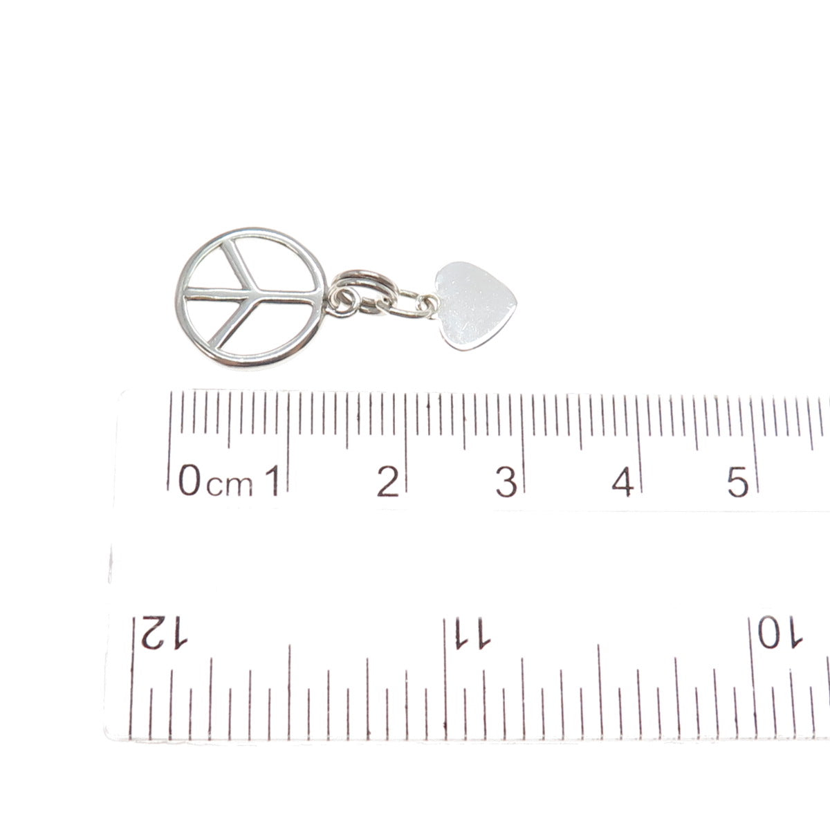 925 Sterling Silver Vintage Peace Symbol Heart Minimalist Charm Pendant