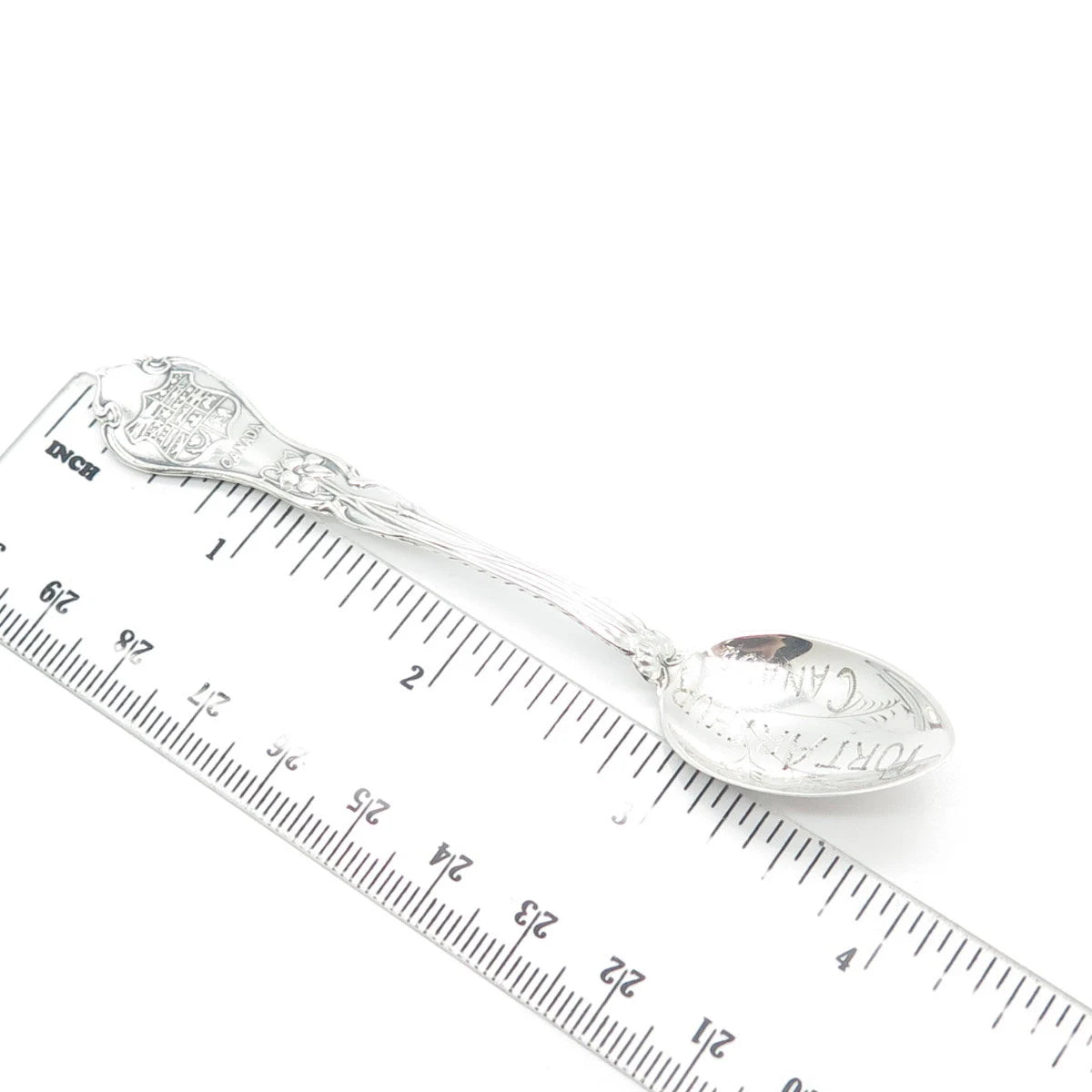 925 Sterling Silver Antique Canada Port Arthur Floral Tea Spoon