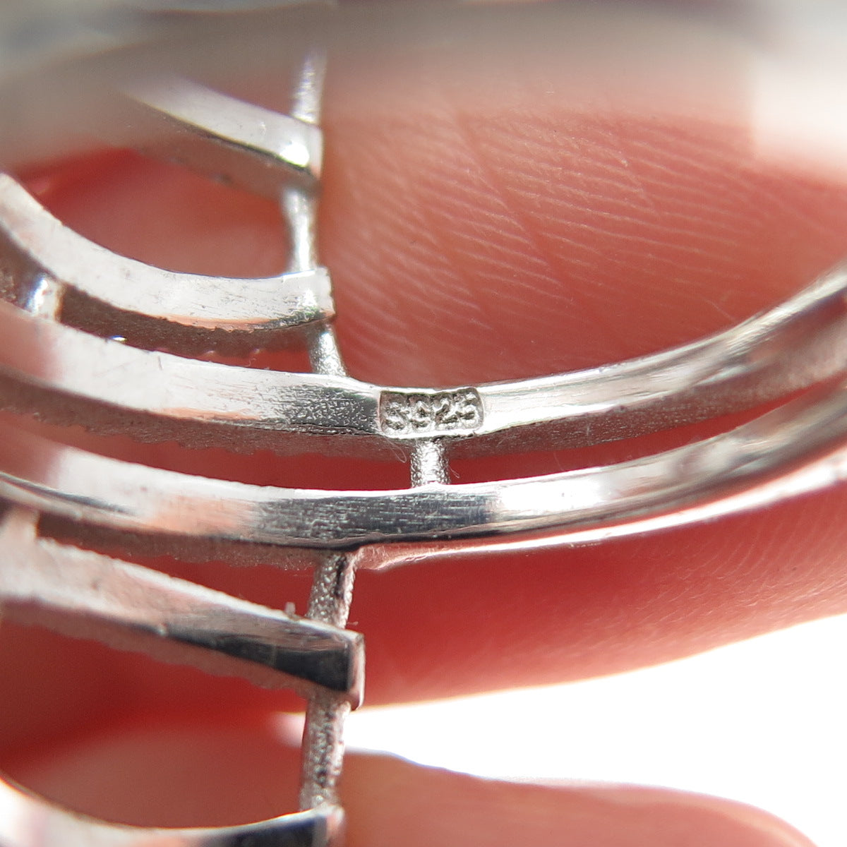 925 Sterling Silver Round-Cut C Z Fence Adjustable Ring Size 7.75
