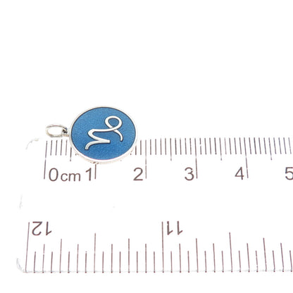 925 Sterling Silver Blue Enamel Capricorn Zodiac Sign Minimalist Charm Pendant