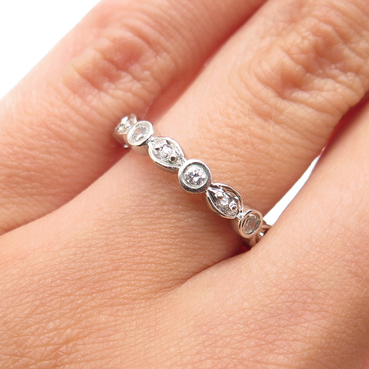 925 Sterling Silver Round-Cut C Z Eternity Band Ring Size 5.75