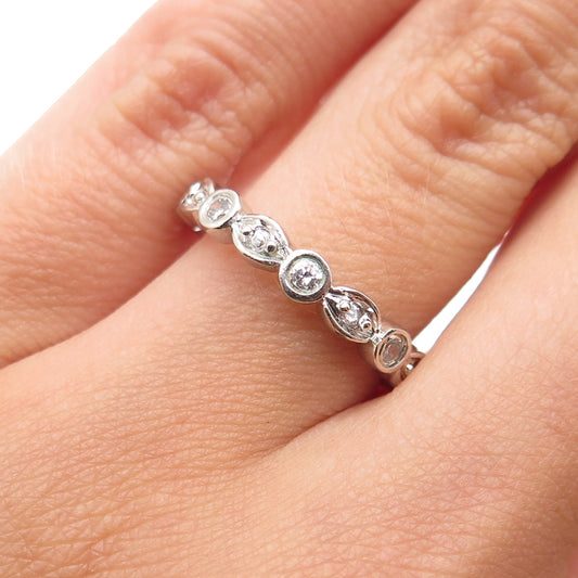 925 Sterling Silver Round-Cut C Z Eternity Band Ring Size 5.75