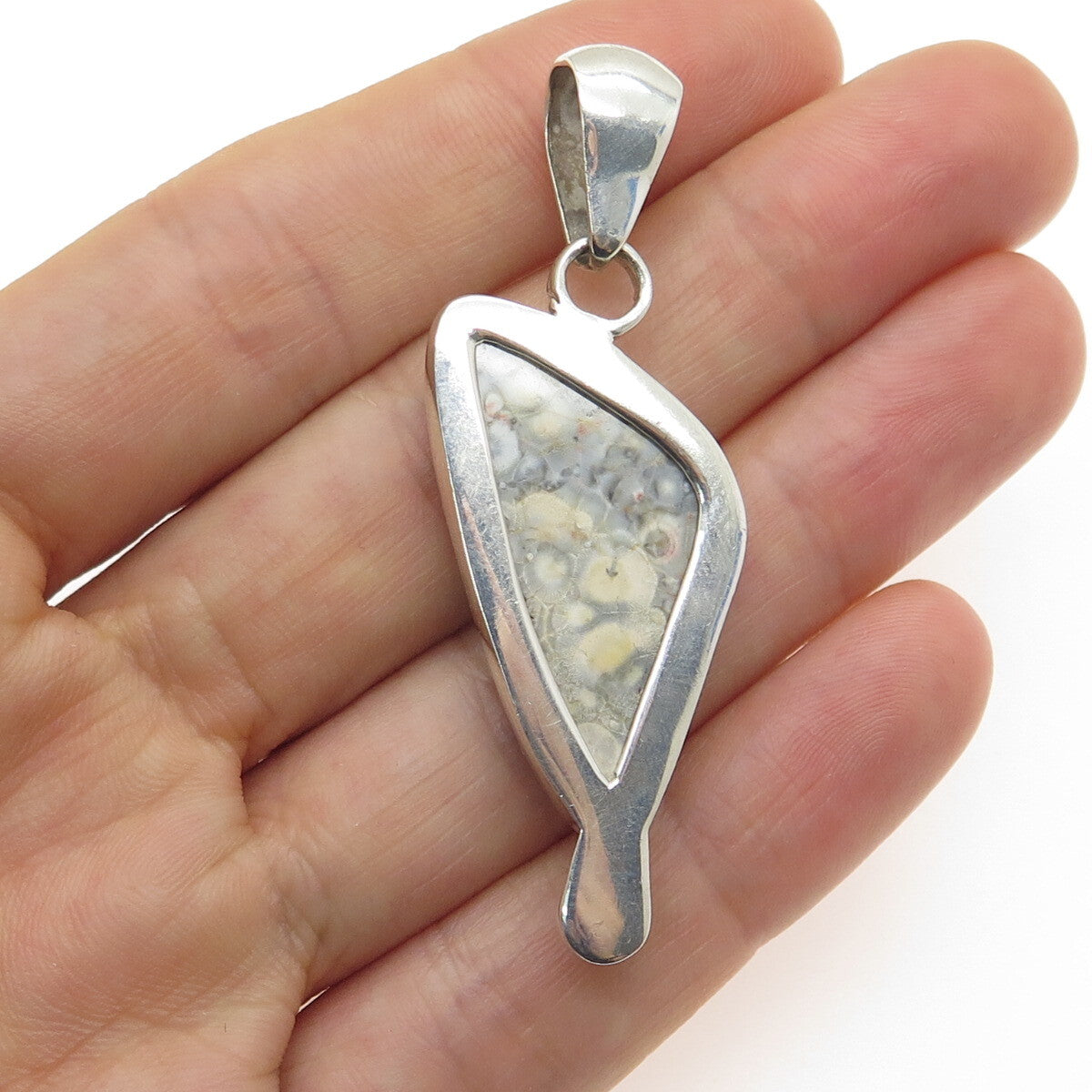 950 Silver Vintage Real Jasper & Amethyst Modernist Pendant