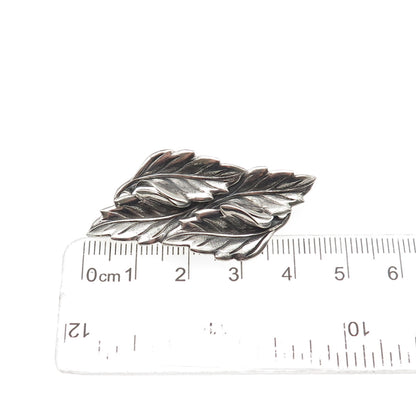 Beau 925 Sterling Silver Vintage Floral Leaf Oxidized Pin Brooch