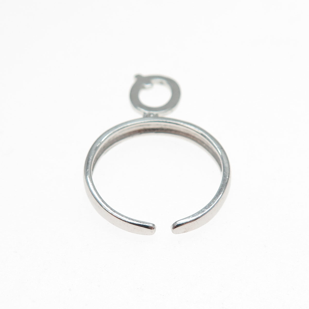 925 Sterling Silver Vintage Letter Q Dangle Charm Adjustable Ring Size 6