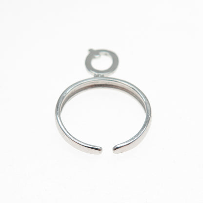 925 Sterling Silver Vintage Letter Q Dangle Charm Adjustable Ring Size 6
