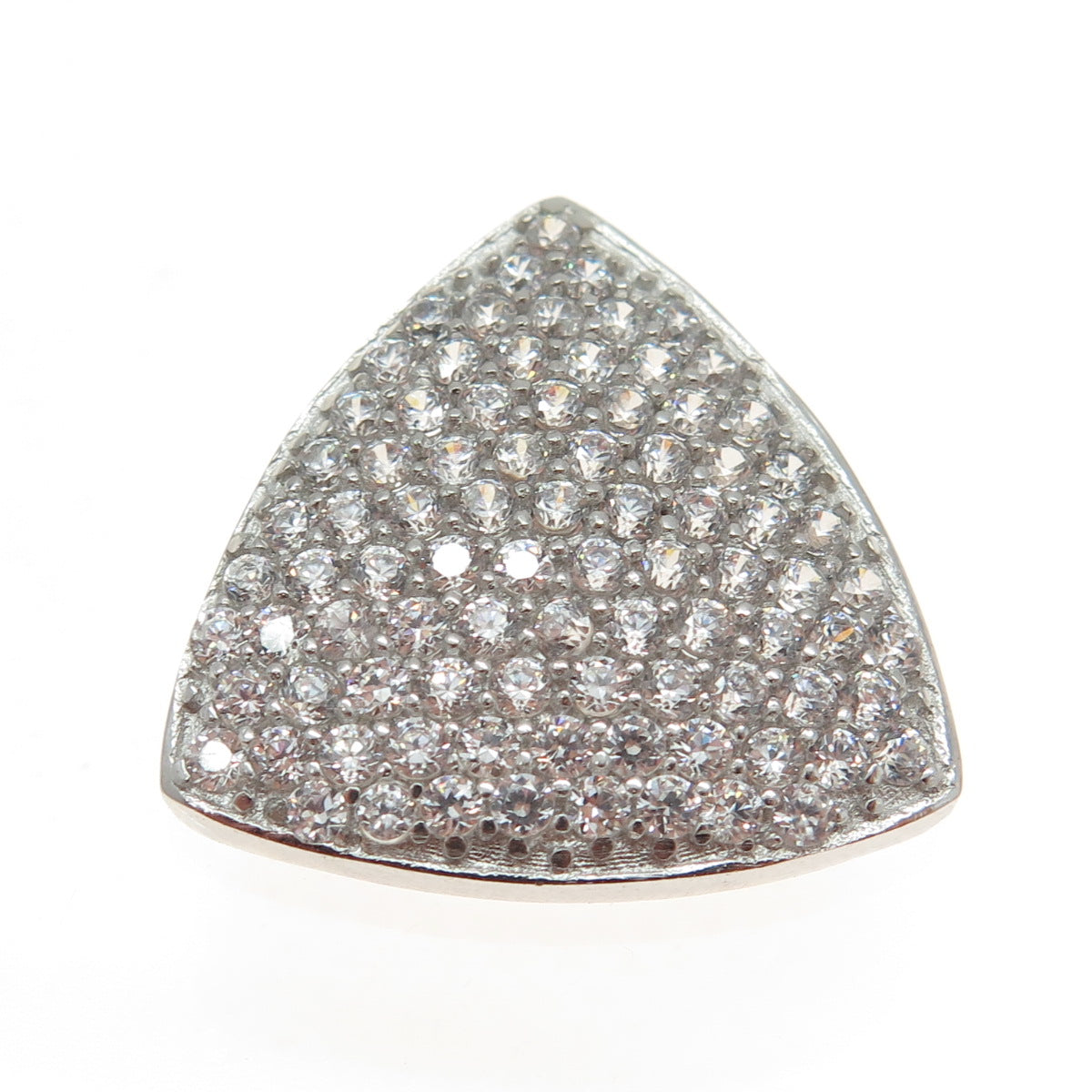 925 Sterling Silver Round-Cut C Z Sparkle Triangle Slide Pendant