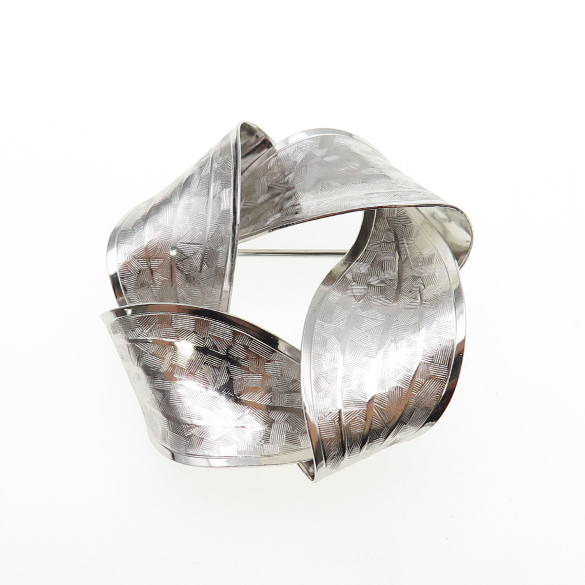 Rolyn 925 Sterling Silver Vintage Modernist Twisted Pin Brooch