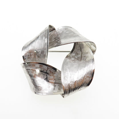 Rolyn 925 Sterling Silver Vintage Modernist Twisted Pin Brooch