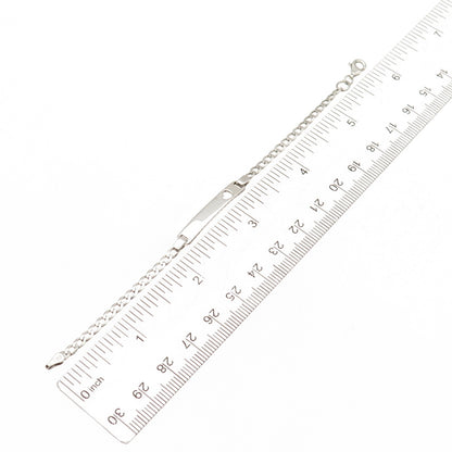 925 Sterling Silver Vintage Italy Heart Curb Link ID Bracelet 5.75"