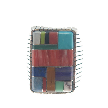 JIMMY POYER NAVAJO Old Pawn Sterling Silver Vintage Multi-Gem Ring Size 11.25