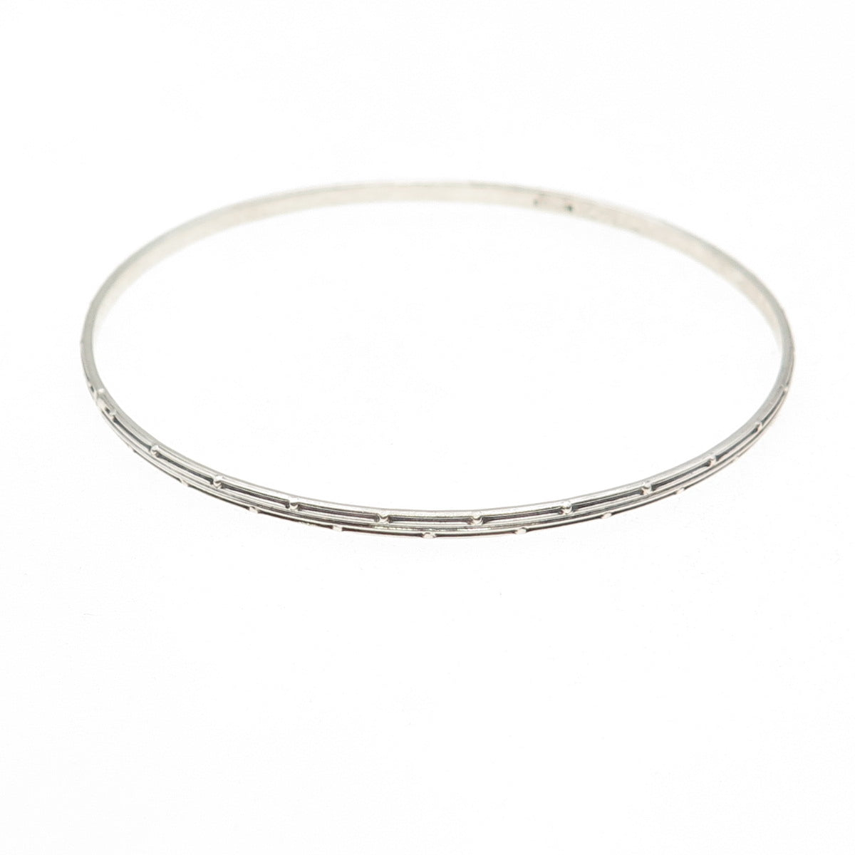 BEAU 925 Sterling Silver Antique Art Deco Dotted Oxidized Bangle Bracelet 7.75"