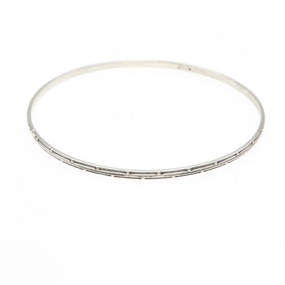 BEAU 925 Sterling Silver Antique Art Deco Dotted Oxidized Bangle Bracelet 7.75"