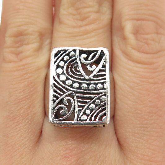 UC SILVER 925 Sterling Silver Vintage Kali Ornate Ring Size 8.25