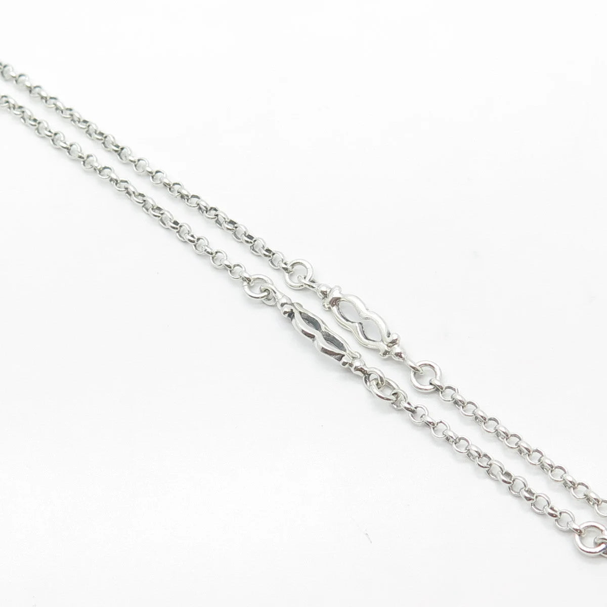925 Sterling Silver Blue Topaz Gem Ornate Pendant Rolo Chain Necklace 18"