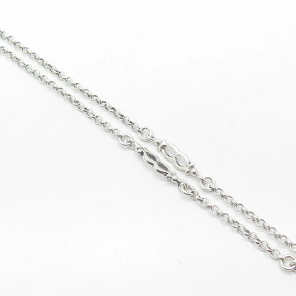 925 Sterling Silver Blue Topaz Gem Ornate Pendant Rolo Chain Necklace 18"