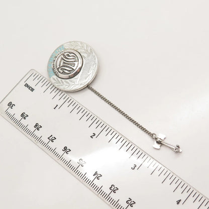 925 Sterling Silver Vintage Enamel "President Hadassah" Pin Brooch w/Chain