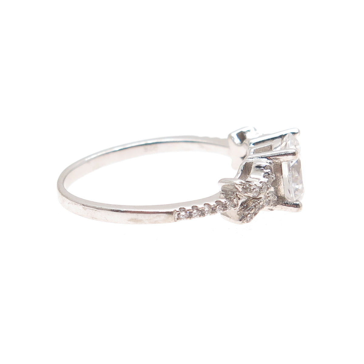 925 Sterling Silver Round-Cut C Z Engagement Ring Size 8