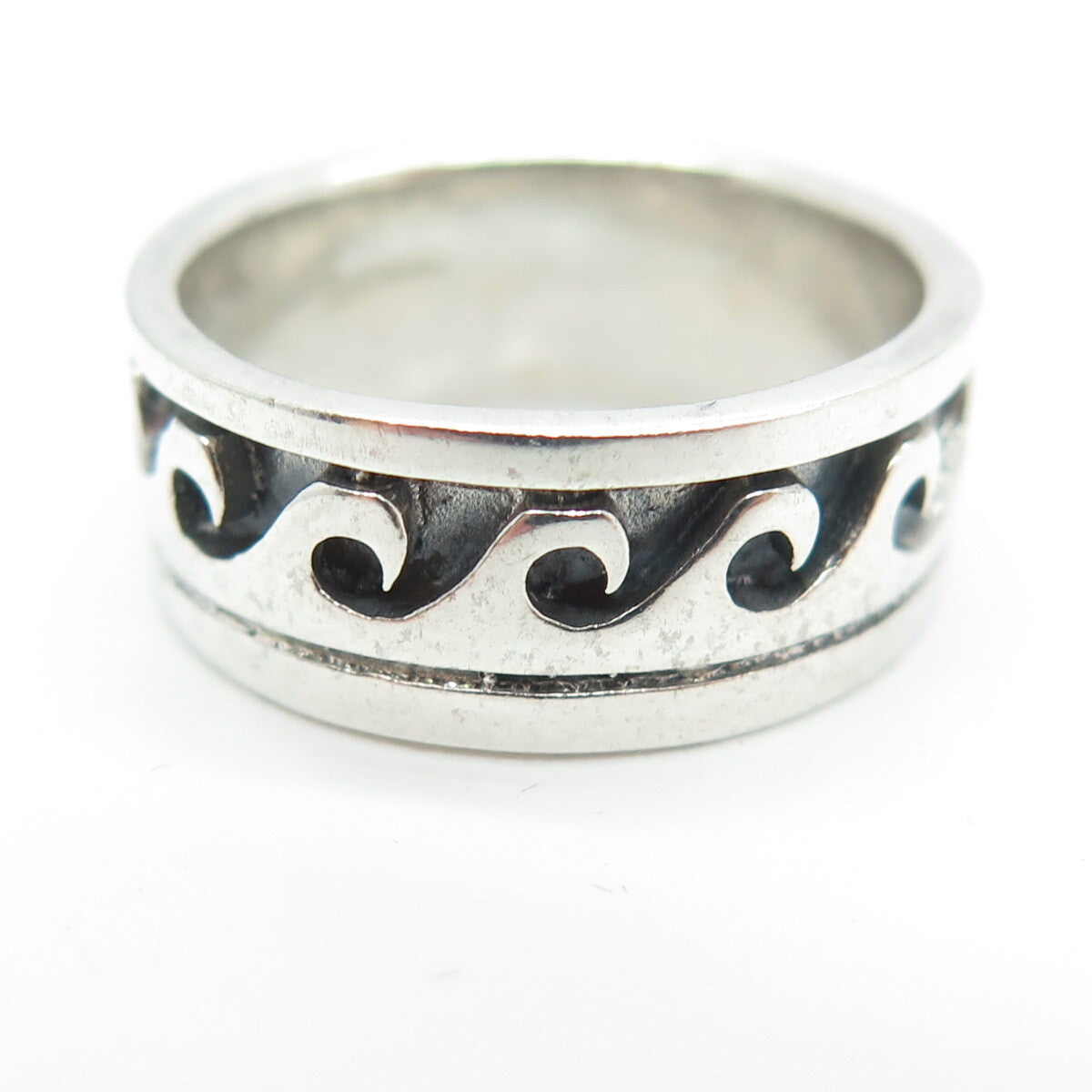 925 Sterling Silver Vintage Water Pattern Band Ring Size 6.5