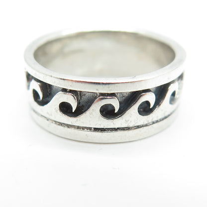 925 Sterling Silver Vintage Water Pattern Band Ring Size 6.5