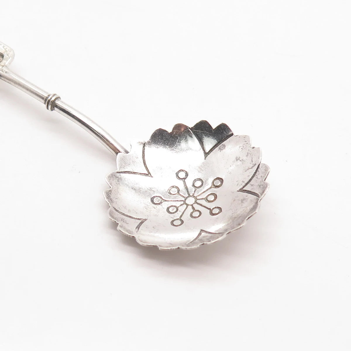 Antique Japan Sterling Silver "Kyoto" Floral Spoon