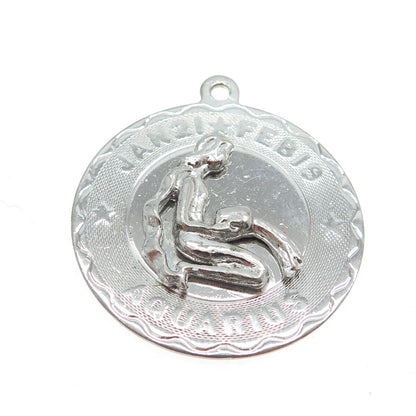 ELCO 925 Sterling Silver Vintage Aquarius Zodiac Sign Pendant