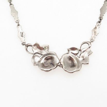 925 Sterling Antique Germany Marcasite Rose Necklace 16" (missing 19 stones)