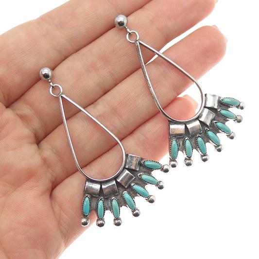 Old Pawn Sterling Silver Vintage Southwestern Turquoise Tribal Dangle Earrings