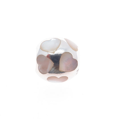 PANDORA 925 Sterling Silver Real MOP Heart Slide Bead Charm