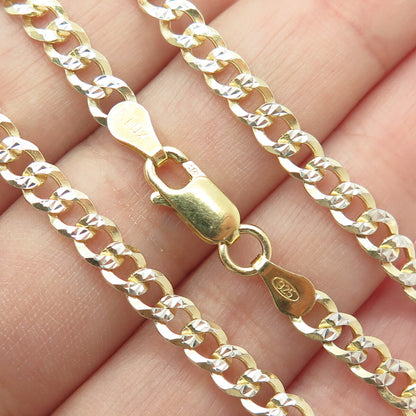 P. LUX 925 Sterling Silver 2-Tone Italy Diamond-Cut Curb Chain Necklace 20"