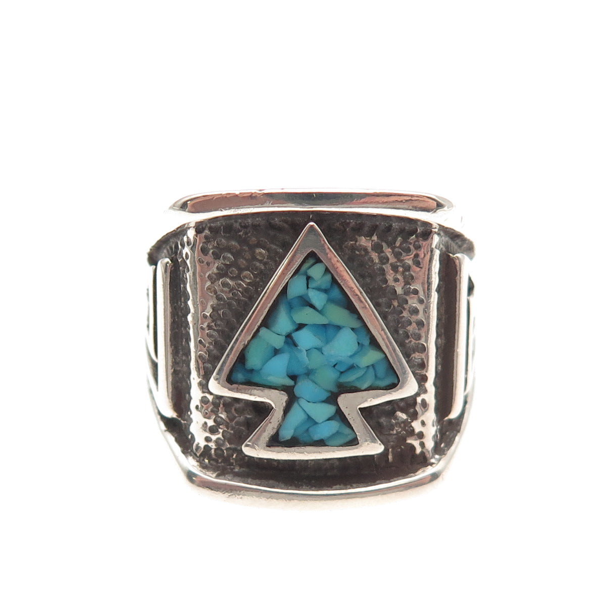 Silver Cloud Old Pawn 925 Sterling Vintage Turquoise Inlay Arrow Ring Size 8.75