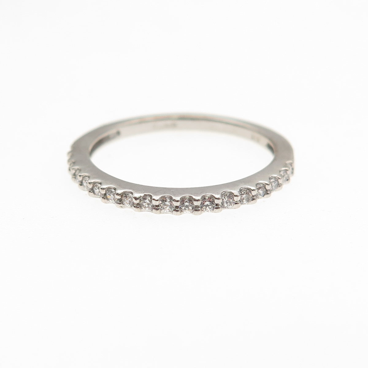 Seta 925 Sterling Silver Round-Cut C Z Half Eternity Stackable Band Ring Size 6