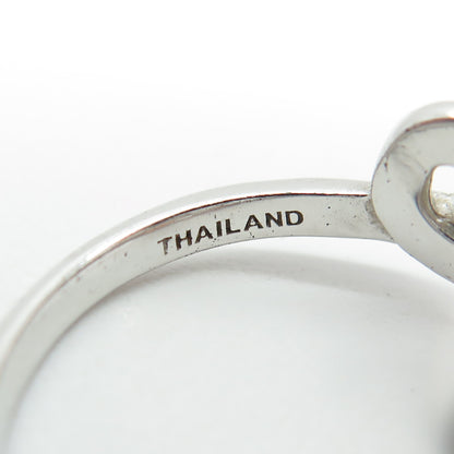 925 Sterling Silver Real Marcasite Swirl Ring Size 9.75