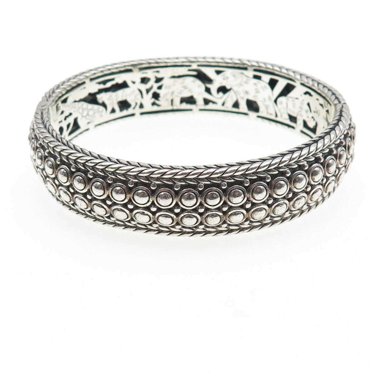 JAI by John Hardy 925 Sterling Heavy 65.7g Safari Beaded Bangle Bracelet 7.25"