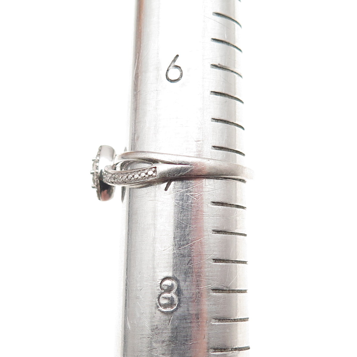 925 Sterling Silver Real Round-Cut Diamond Promise Ring Size 7