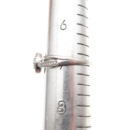 925 Sterling Silver Real Round-Cut Diamond Promise Ring Size 7