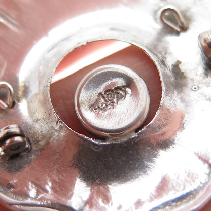 NINOS CHAMMO 925 Sterling Vintage Real Hematite Pearl Pin Brooch / Slide Pendant