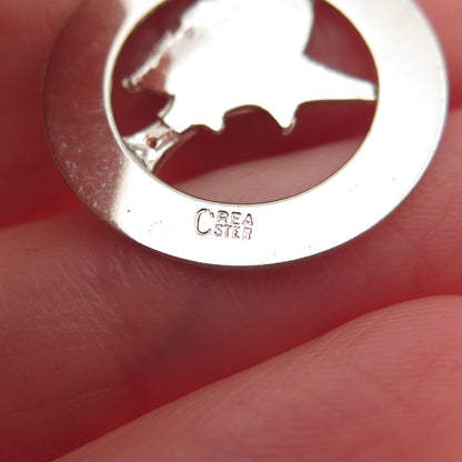 CREA 925 Sterling Silver Vintage Bermuda Swordfish Mini Charm Pendant