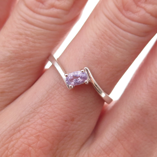 Nevada 925 Sterling Silver Vintage Real Amethyst Bypass Ring Size 6.25