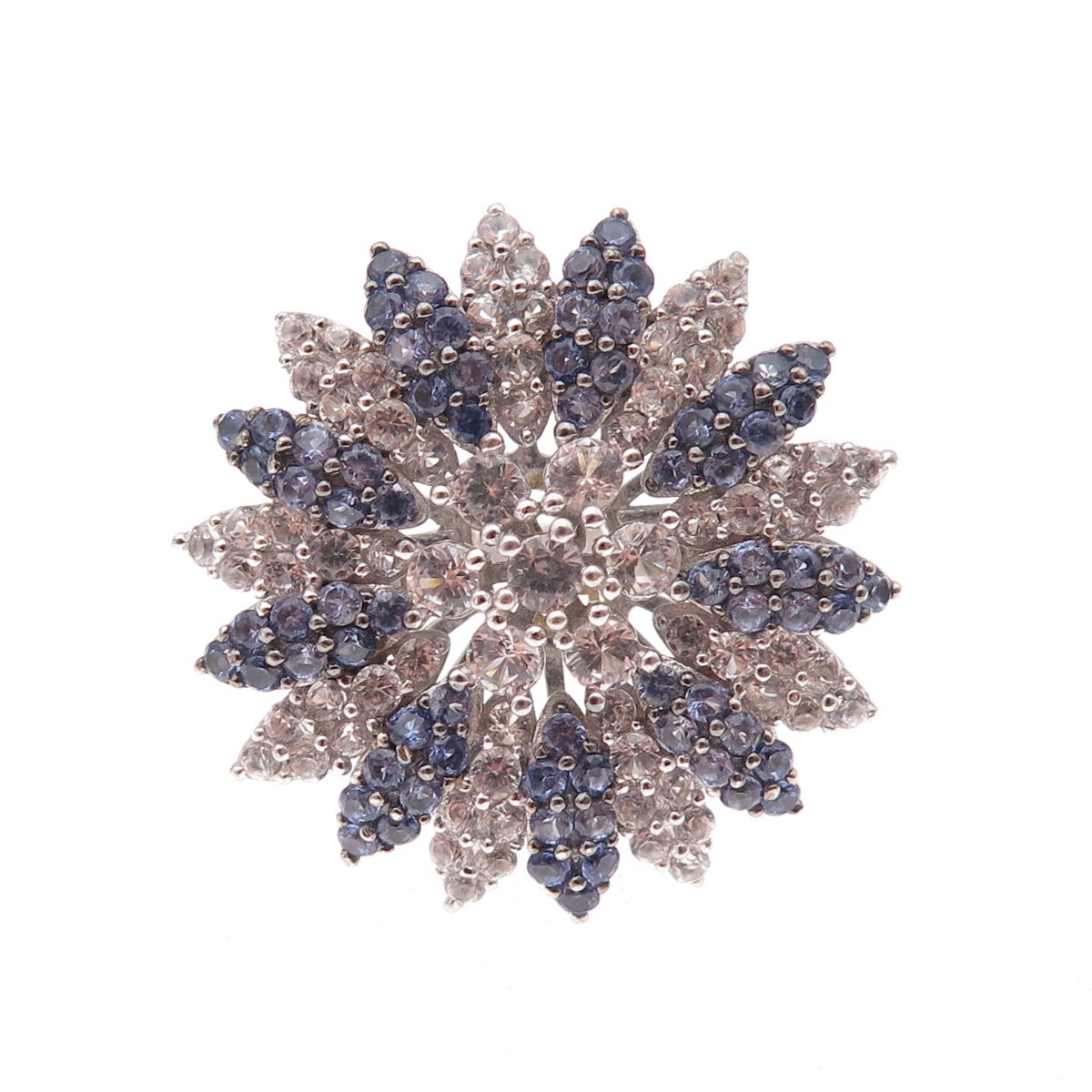 Suzy Levian 925 Sterling Cognac Diamond Blue Sapphire White Topaz Ring Size 7.25