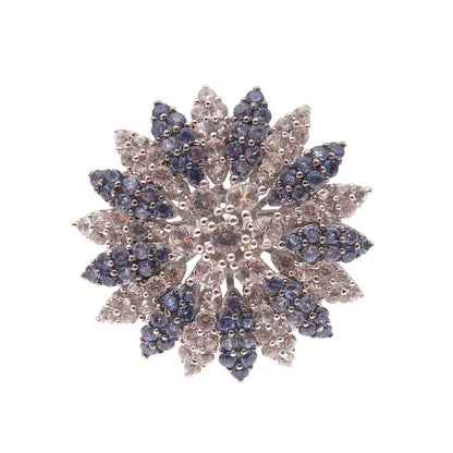 Suzy Levian 925 Sterling Cognac Diamond Blue Sapphire White Topaz Ring Size 7.25