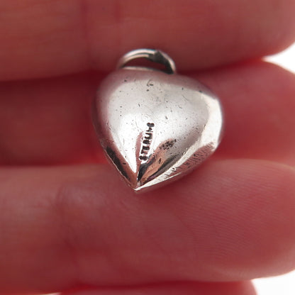 925 Sterling Silver Antique Art Deco Engraved Chatelaine Heart Charm Pendant