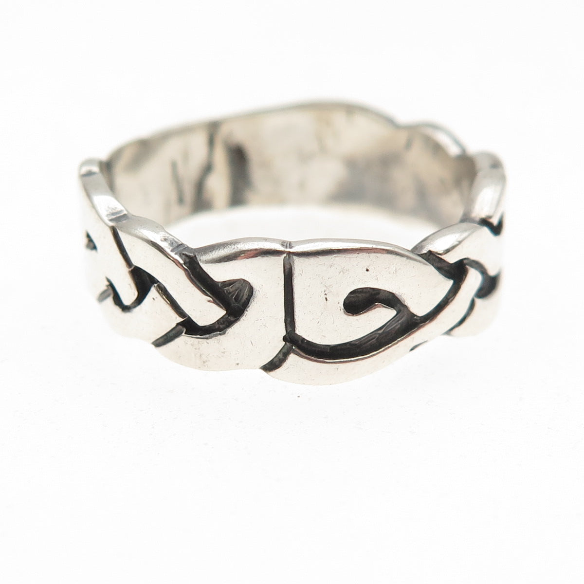 925 Sterling Silver Vintage Celtic Knot Oxidized Band Ring Size 10.75