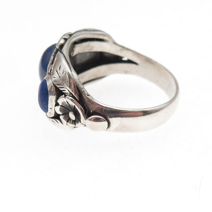 925 Sterling Antique Art Deco Lab-Created Sapphire Real Lapis Ring Size 12.75
