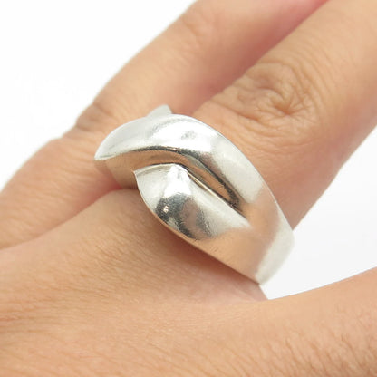 925 Sterling Silver Vintage Wide Crisscross Cocktail Ring Size 8.25